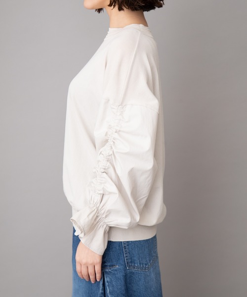 Munich（ミューニック）の「ストレッチニットシャーリングスリーブプルオーバー（ニット/セーター・レディース・ブラック/グレイッシュベージュ/ホワイト/ペールイエロー・FREE）」の22枚目の写真