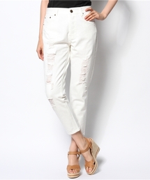 mystic | ダメージデニムテーパード(デニムパンツ)