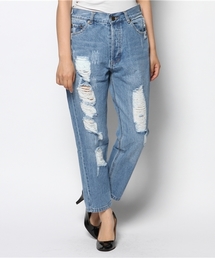 mystic | ダメージデニムテーパード(デニムパンツ)