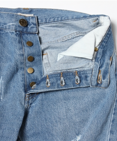 mystic(ミスティック)の「ダメージデニムテーパード(デニムパンツ・レディース・ブルー/ホワイト・1/2)」の9枚目の写真