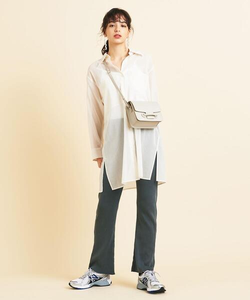 BEAUTY&YOUTH UNITED ARROWS（ビューティーアンドユースユナイテッドアローズ）の「BY∴ シアーポケットワイドシャツ -ウォッシャブル- ◆（シャツ/ブラウス・レディース・オフホワイト/ダークグリーン・SMALL/MEDIUM）」の4枚目の写真