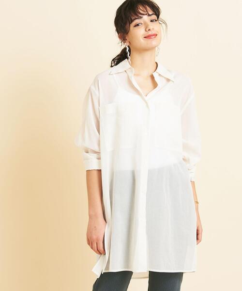 BEAUTY&YOUTH UNITED ARROWS（ビューティーアンドユースユナイテッドアローズ）の「BY∴ シアーポケットワイドシャツ -ウォッシャブル- ◆（シャツ/ブラウス・レディース・オフホワイト/ダークグリーン・SMALL/MEDIUM）」の15枚目の写真