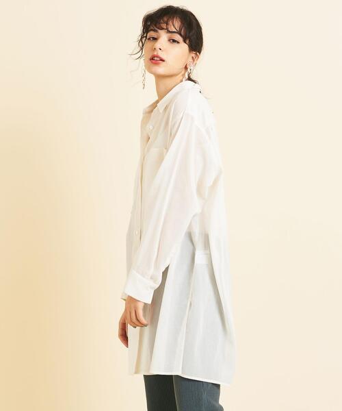 BEAUTY&YOUTH UNITED ARROWS（ビューティーアンドユースユナイテッドアローズ）の「BY∴ シアーポケットワイドシャツ -ウォッシャブル- ◆（シャツ/ブラウス・レディース・オフホワイト/ダークグリーン・SMALL/MEDIUM）」の16枚目の写真