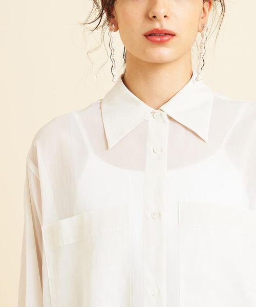 BEAUTY&YOUTH UNITED ARROWS（ビューティーアンドユースユナイテッドアローズ）の「BY∴ シアーポケットワイドシャツ -ウォッシャブル- ◆（シャツ/ブラウス・レディース・オフホワイト/ダークグリーン・SMALL/MEDIUM）」の12枚目の写真