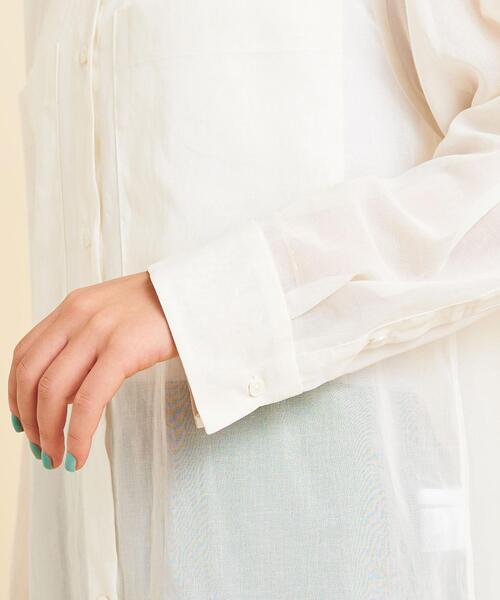 BEAUTY&YOUTH UNITED ARROWS（ビューティーアンドユースユナイテッドアローズ）の「BY∴ シアーポケットワイドシャツ -ウォッシャブル- ◆（シャツ/ブラウス・レディース・オフホワイト/ダークグリーン・SMALL/MEDIUM）」の13枚目の写真