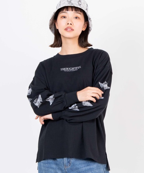 WEGO（ウィゴー）の「WEGO/エンジェルモチーフロンT（Tシャツ/カットソー・レディース・ホワイト/ブラック・FREE）」の2枚目の写真
