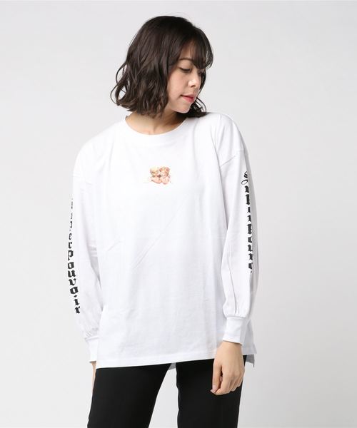 WEGO（ウィゴー）の「WEGO/エンジェルモチーフロンT（Tシャツ/カットソー・レディース・ホワイト/ブラック・FREE）」の3枚目の写真