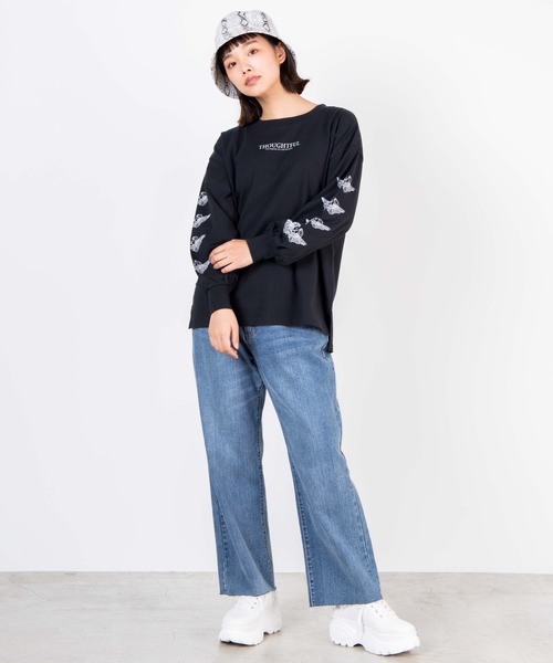 WEGO（ウィゴー）の「WEGO/エンジェルモチーフロンT（Tシャツ/カットソー・レディース・ホワイト/ブラック・FREE）」の6枚目の写真