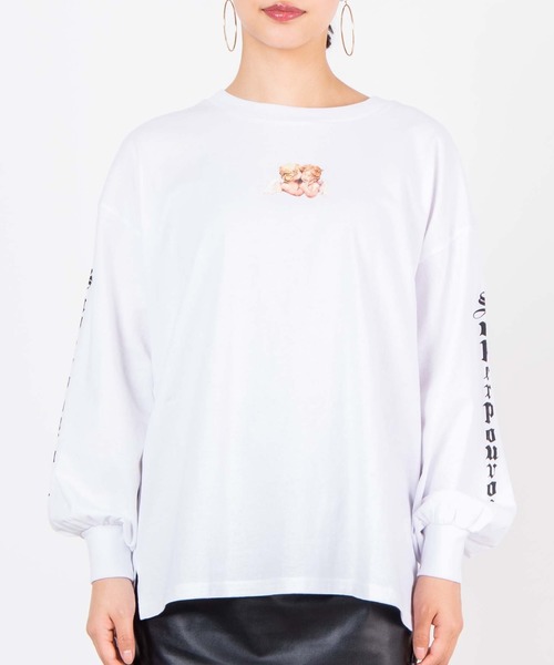 WEGO（ウィゴー）の「WEGO/エンジェルモチーフロンT（Tシャツ/カットソー・レディース・ホワイト/ブラック・FREE）」の18枚目の写真