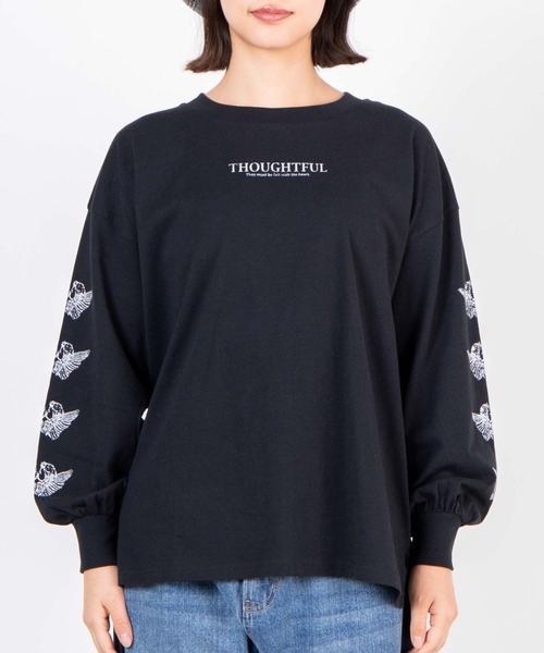 WEGO（ウィゴー）の「WEGO/エンジェルモチーフロンT（Tシャツ/カットソー・レディース・ホワイト/ブラック・FREE）」の19枚目の写真