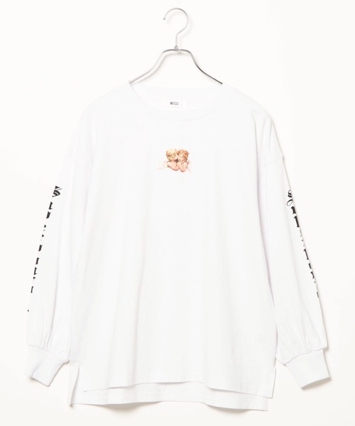 WEGO（ウィゴー）の「WEGO/エンジェルモチーフロンT（Tシャツ/カットソー・レディース・ホワイト/ブラック・FREE）」の9枚目の写真