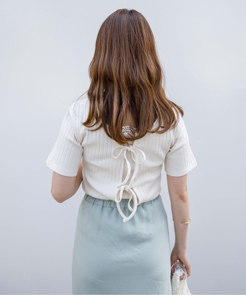 flower(フラワー)の「フューリーリボントップ(Tシャツ/カットソー・レディース・ホワイト/ベージュ/ラベンダー・FREE)」の8枚目の写真