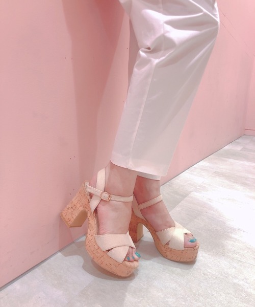 Rezoy サンダル コルク太ヒールクロスサンダル ss新作