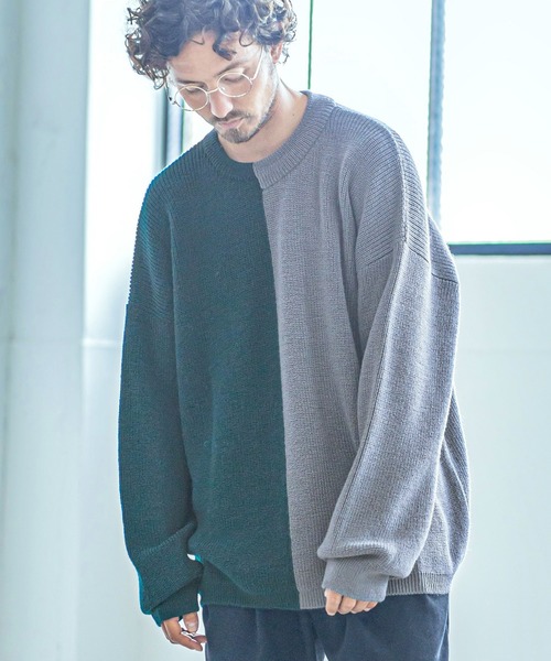 ANGENEHM(アンゲネーム)の「mn2199-Center Switch Knit Pullover (MADE IN JAPAN)(ニット/セーター・メンズ・ブラック×グレー/グレー系その他・S/M/L)」の15枚目の写真