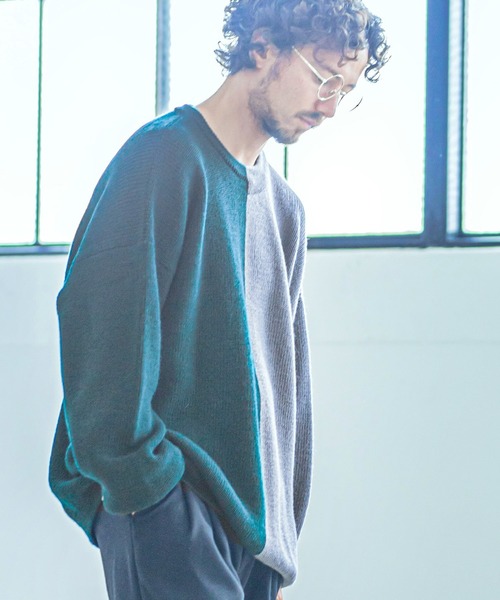 ANGENEHM(アンゲネーム)の「mn2199-Center Switch Knit Pullover (MADE IN JAPAN)(ニット/セーター・メンズ・ブラック×グレー/グレー系その他・S/M/L)」の17枚目の写真