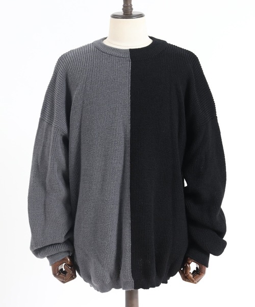 ANGENEHM(アンゲネーム)の「mn2199-Center Switch Knit Pullover (MADE IN JAPAN)(ニット/セーター・メンズ・ブラック×グレー/グレー系その他・S/M/L)」の8枚目の写真