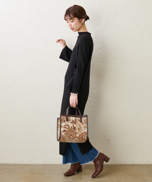 natural couture（ナチュラルクチュール）の「もちもちニットボトルネックリブワンピース（ワンピース・レディース・ブラック/ダークブラウン/ミント/モカ/ライトベージュ・FREE）」の10枚目の写真