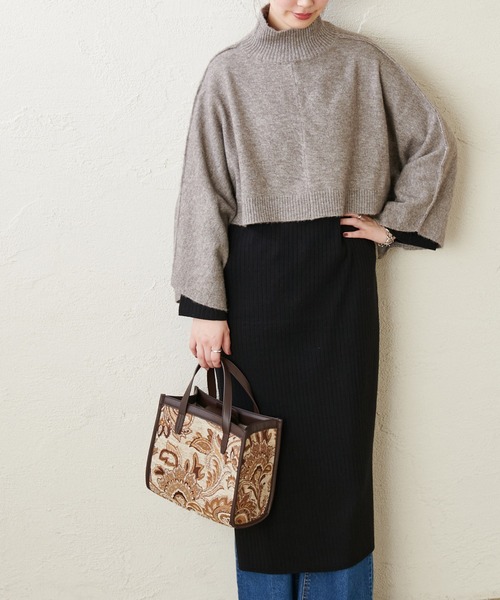 natural couture（ナチュラルクチュール）の「もちもちニットボトルネックリブワンピース（ワンピース・レディース・ブラック/ダークブラウン/ミント/モカ/ライトベージュ・FREE）」の18枚目の写真