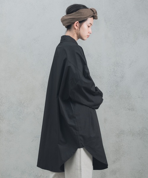 manana suerte（マニャーナスエルテ）の「オーバールーズシャツチュニック（シャツ/ブラウス・レディース・ブラック/カーキ・FREE）」の2枚目の写真