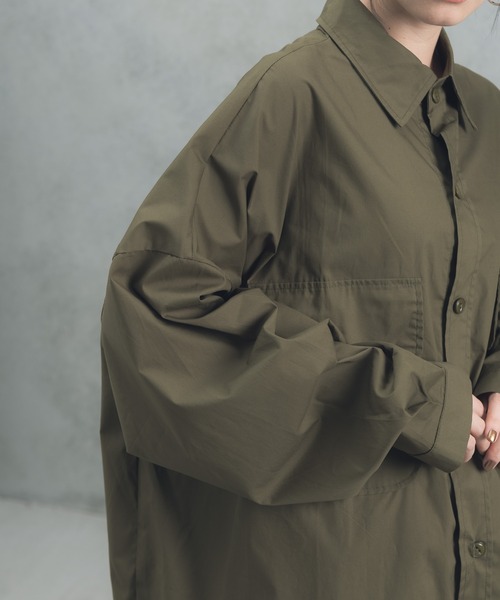 manana suerte（マニャーナスエルテ）の「オーバールーズシャツチュニック（シャツ/ブラウス・レディース・ブラック/カーキ・FREE）」の6枚目の写真