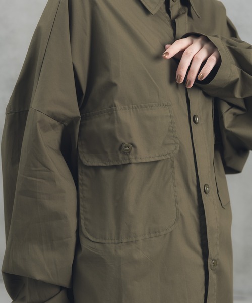 manana suerte（マニャーナスエルテ）の「オーバールーズシャツチュニック（シャツ/ブラウス・レディース・ブラック/カーキ・FREE）」の10枚目の写真