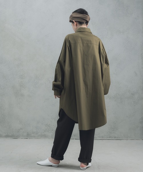 manana suerte（マニャーナスエルテ）の「オーバールーズシャツチュニック（シャツ/ブラウス・レディース・ブラック/カーキ・FREE）」の13枚目の写真