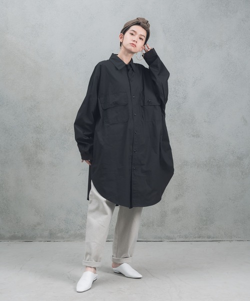 manana suerte（マニャーナスエルテ）の「オーバールーズシャツチュニック（シャツ/ブラウス・レディース・ブラック/カーキ・FREE）」の5枚目の写真