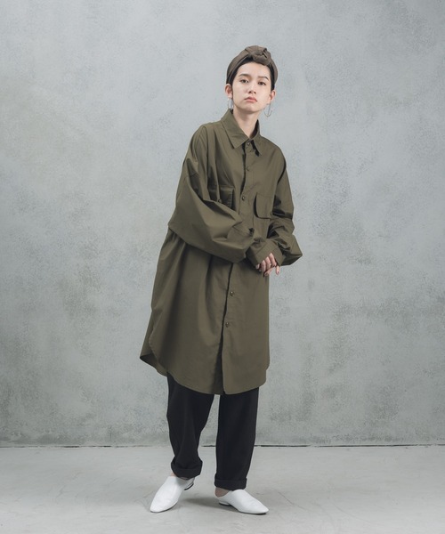 manana suerte（マニャーナスエルテ）の「オーバールーズシャツチュニック（シャツ/ブラウス・レディース・ブラック/カーキ・FREE）」の7枚目の写真