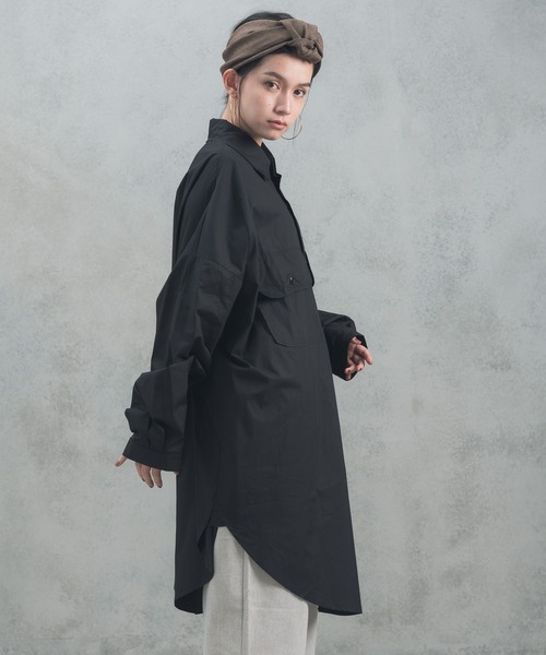 manana suerte（マニャーナスエルテ）の「オーバールーズシャツチュニック（シャツ/ブラウス・レディース・ブラック/カーキ・FREE）」の8枚目の写真