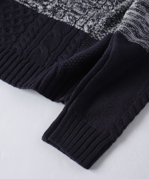 ADPOSION（アドポーション）の「ケーブル編みタートルネックニット（ニット/セーター・メンズ・ブラック×グレー/グレー/杢グレー/ブラウン/ネイビー/ホワイト×グレー/ブラック/アイボリー・X-LARGE/MEDIUM/LARGE）」の12枚目の写真