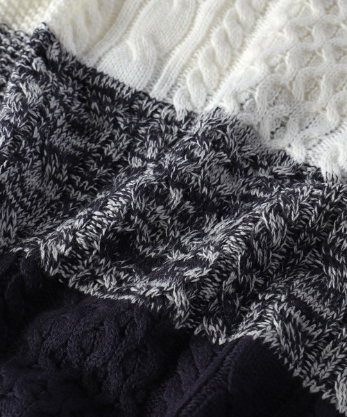 ADPOSION（アドポーション）の「ケーブル編みタートルネックニット（ニット/セーター・メンズ・ブラック×グレー/グレー/杢グレー/ブラウン/ネイビー/ホワイト×グレー/ブラック/アイボリー・X-LARGE/MEDIUM/LARGE）」の11枚目の写真