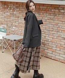 DAY CLOSET（デイ クローゼット）の「【春・秋おすすめ/おうちで洗える/UVケア】袖スリット入りグレンチェックテーラードジャケット レディース（テーラードジャケット）」