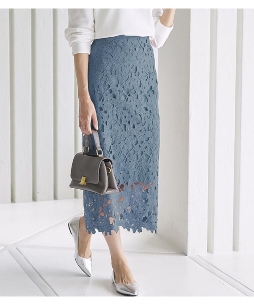 KOBE LETTUCE（コウベレタス）の「フラワーレースタイトスカート（スカート・レディース・ブラック/キャメル/ローズ/ベージュ/イエロー系その他/ブルー系その他/ワイン/ブルー系その他2/ダークグリーン/グリーン/ラベンダー・FREE/S/M）」の7枚目の写真