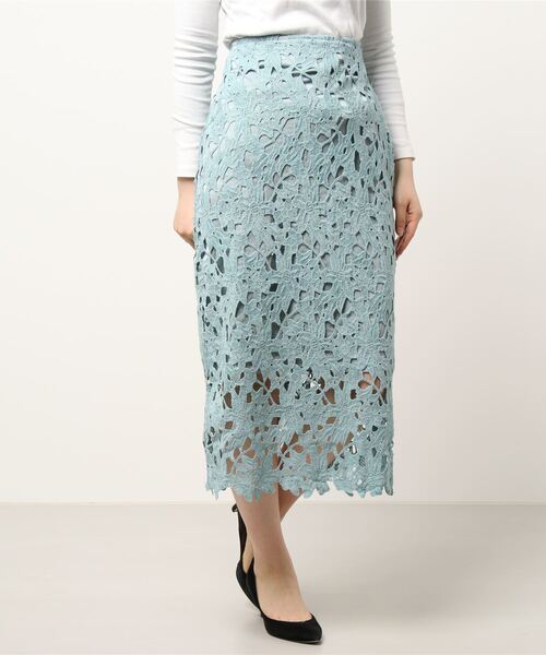 KOBE LETTUCE（コウベレタス）の「フラワーレースタイトスカート（スカート・レディース・ブラック/キャメル/ローズ/ベージュ/イエロー系その他/ブルー系その他/ワイン/ブルー系その他2/ダークグリーン/グリーン/ラベンダー・FREE/S/M）」の14枚目の写真