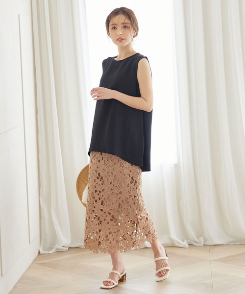 KOBE LETTUCE（コウベレタス）の「フラワーレースタイトスカート（スカート・レディース・ブラック/キャメル/ローズ/ベージュ/イエロー系その他/ブルー系その他/ワイン/ブルー系その他2/ダークグリーン/グリーン/ラベンダー・FREE/S/M）」の12枚目の写真