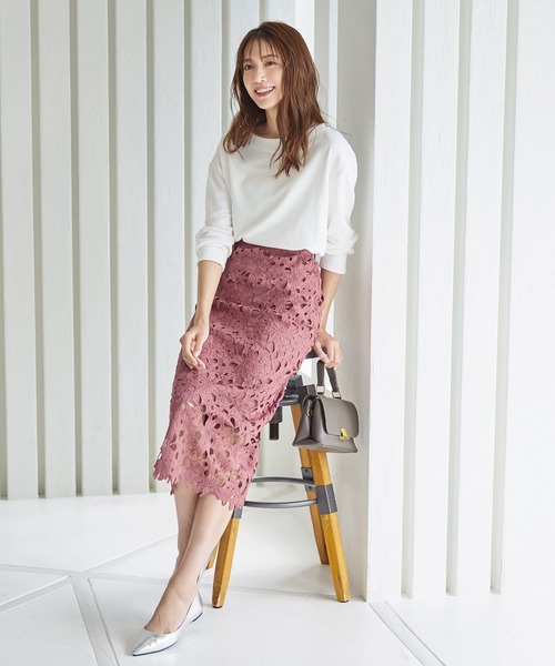 KOBE LETTUCE（コウベレタス）の「フラワーレースタイトスカート（スカート・レディース・ブラック/キャメル/ローズ/ベージュ/イエロー系その他/ブルー系その他/ワイン/ブルー系その他2/ダークグリーン/グリーン/ラベンダー・FREE/S/M）」の22枚目の写真