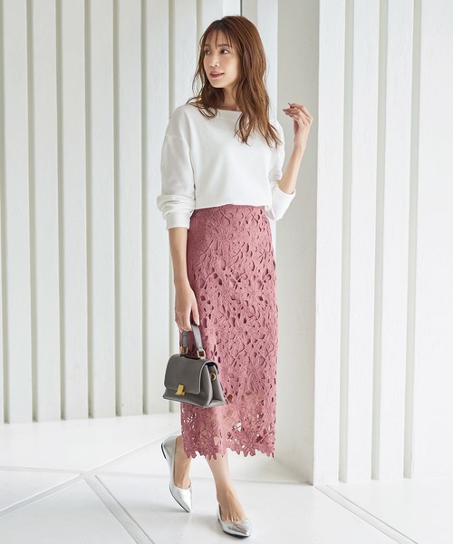 KOBE LETTUCE（コウベレタス）の「フラワーレースタイトスカート（スカート・レディース・ブラック/キャメル/ローズ/ベージュ/イエロー系その他/ブルー系その他/ワイン/ブルー系その他2/ダークグリーン/グリーン/ラベンダー・FREE/S/M）」の21枚目の写真