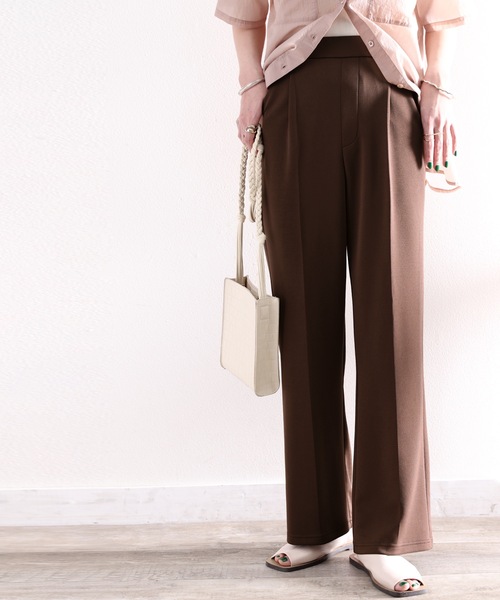 classicalelf（クラシカルエルフ）の「マニッシュなセンタープレスカットフレアパンツ。（スラックス・レディース・ブラウン/ブラック/グレイッシュベージュ/キナリ/イエロー/ミント/グリーン/オレンジ・SMALL/MEDIUM/LARGE/X-LARGE/XX-LARGE）」の9枚目の写真