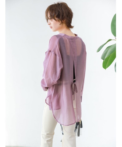fifth(フィフス)の「バックデザインバンドカラーシアーシャツ(シャツ/ブラウス・レディース・パープル/ミント/モカ・MEDIUM)」の1枚目の写真