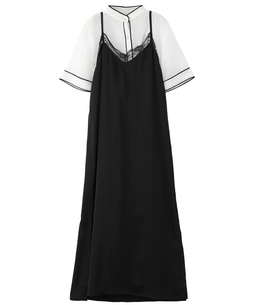 KOH.style(コースタイル)の「パイピングシアーシャツワンピース(ワンピース・レディース・ブラック/グリーン/テラコッタ・FREE)」の2枚目の写真