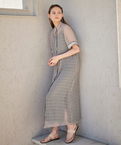 KOH.style(コースタイル)の「パイピングシアーシャツワンピース(ワンピース・レディース・ブラック/グリーン/テラコッタ・FREE)」の10枚目の写真