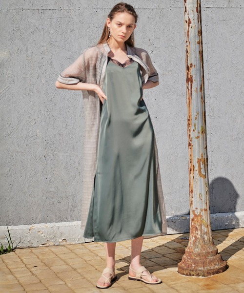 KOH.style(コースタイル)の「パイピングシアーシャツワンピース(ワンピース・レディース・ブラック/グリーン/テラコッタ・FREE)」の4枚目の写真