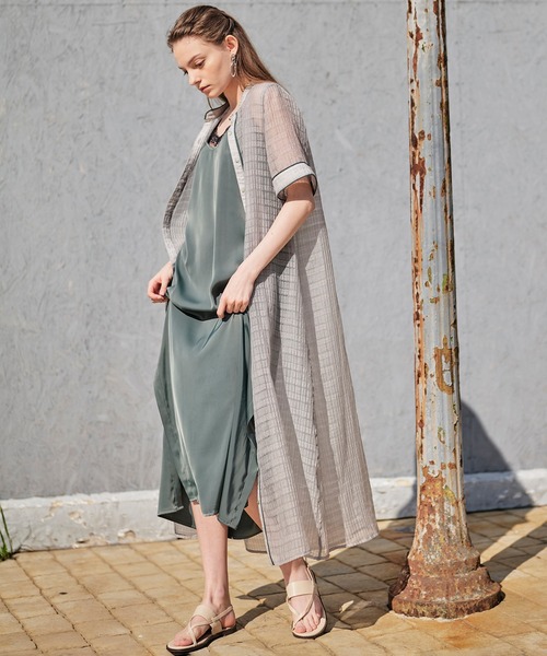 KOH.style(コースタイル)の「パイピングシアーシャツワンピース(ワンピース・レディース・ブラック/グリーン/テラコッタ・FREE)」の14枚目の写真