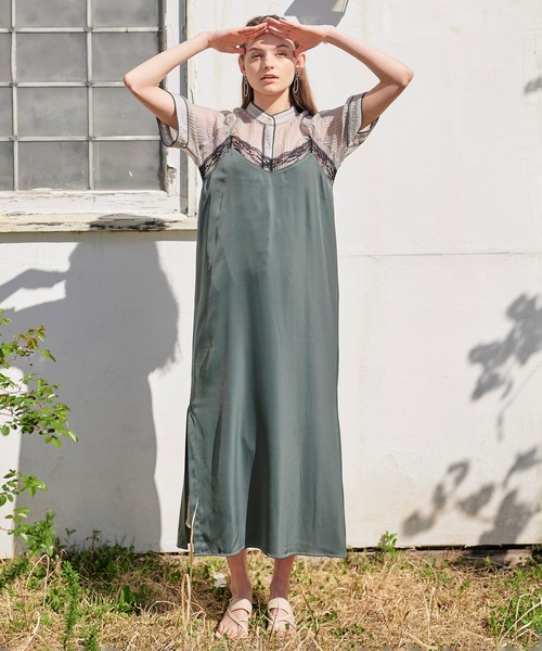 KOH.style(コースタイル)の「パイピングシアーシャツワンピース(ワンピース・レディース・ブラック/グリーン/テラコッタ・FREE)」の8枚目の写真