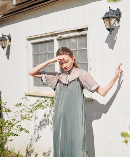 KOH.style(コースタイル)の「パイピングシアーシャツワンピース(ワンピース・レディース・ブラック/グリーン/テラコッタ・FREE)」の21枚目の写真