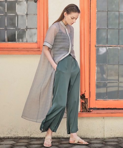 KOH.style(コースタイル)の「パイピングシアーシャツワンピース(ワンピース・レディース・ブラック/グリーン/テラコッタ・FREE)」の15枚目の写真