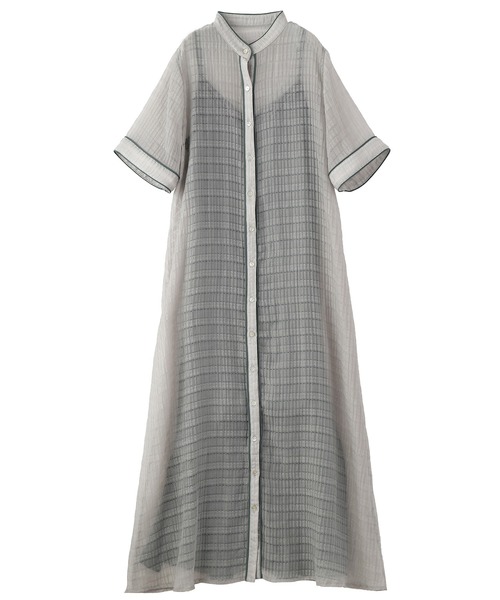 KOH.style(コースタイル)の「パイピングシアーシャツワンピース(ワンピース・レディース・ブラック/グリーン/テラコッタ・FREE)」の12枚目の写真