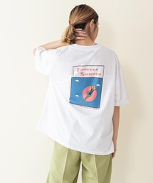 【PLAY BOY/プレイボーイ】水着ラビット柄　バックプリント　ビッグシルエット　プリントTシャツ