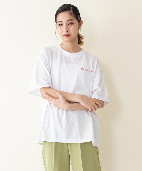 PLAYBOY(プレイボーイ)の「【PLAY BOY/プレイボーイ】水着ラビット柄 バックプリント ビッグシルエット プリントTシャツ(Tシャツ/カットソー・レディース・オフホワイト/ブラック/ダークパープル・LARGE/MEDIUM)」の7枚目の写真