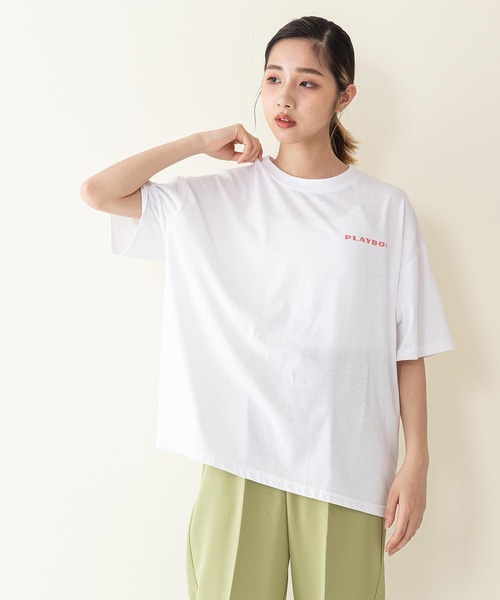 PLAYBOY(プレイボーイ)の「【PLAY BOY/プレイボーイ】水着ラビット柄 バックプリント ビッグシルエット プリントTシャツ(Tシャツ/カットソー・レディース・オフホワイト/ブラック/ダークパープル・LARGE/MEDIUM)」の8枚目の写真